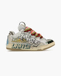Lanvin Leather Curb Sneaker White Graffiti