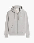 Ami Paris Hoodie Zippée Ami de Coeur Rouge Gris