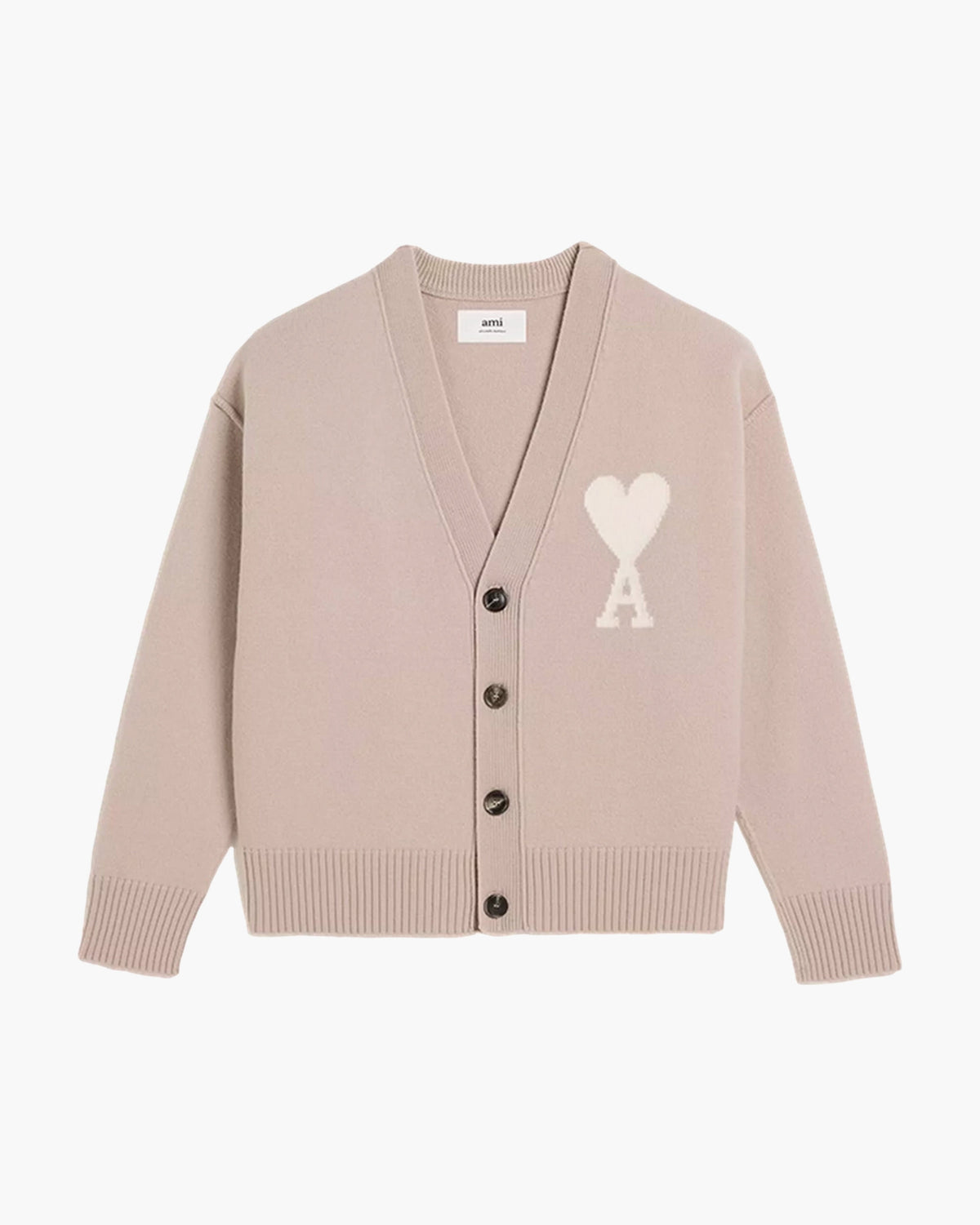 Ami Paris Cardigan Ami de Coeur Blanc Beige