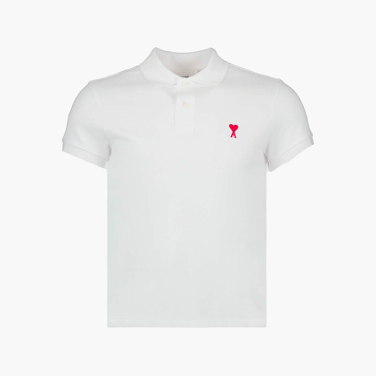 Polo Ami Paris Blanc De Coeur Rouge