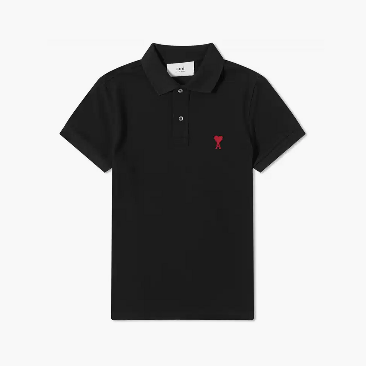 Polo Ami Paris Noir De Coeur Rouge