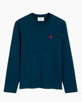 Ami Paris T-Shirt Manches Longues Coeur Rouge Bleu