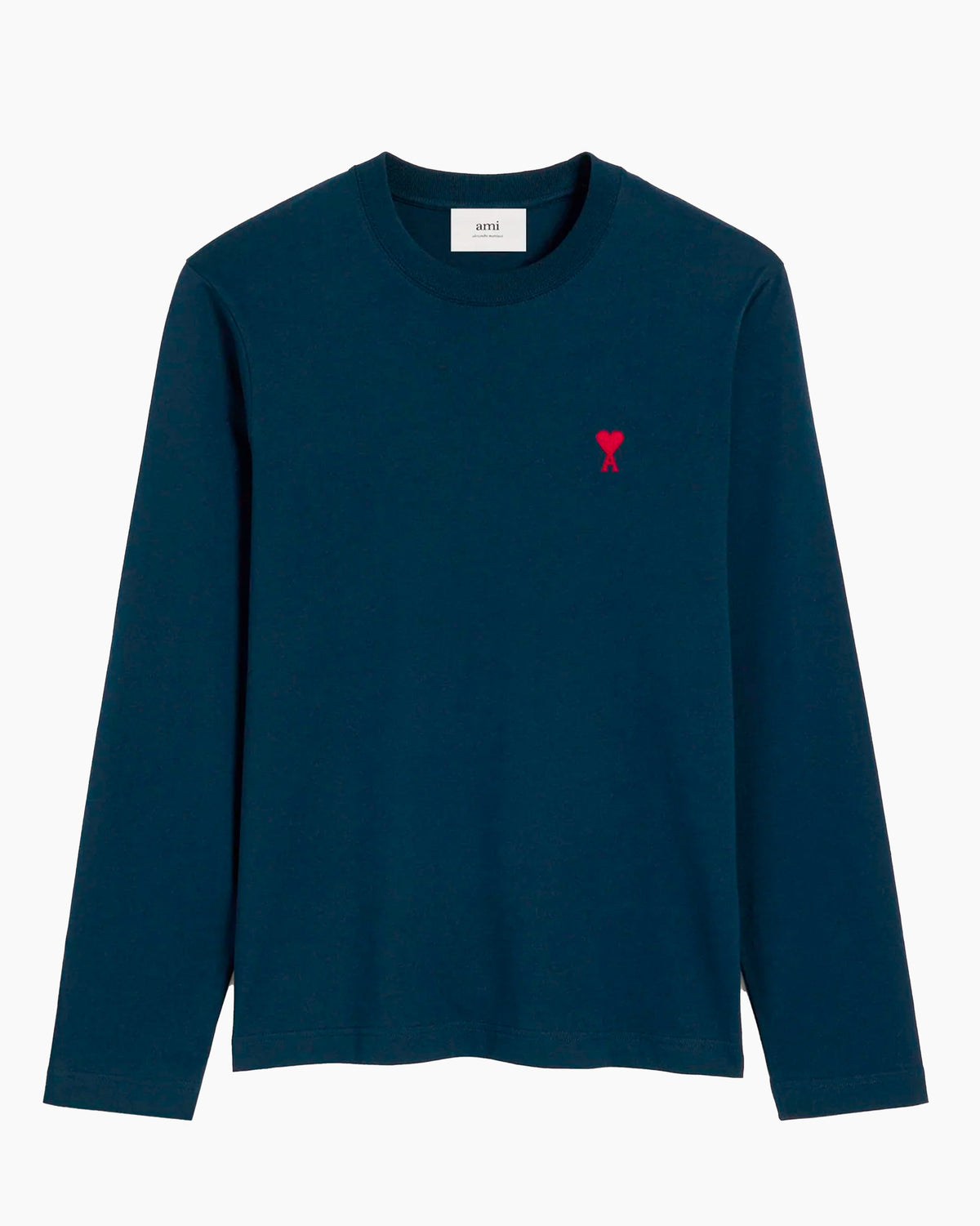 Ami Paris T-Shirt Manches Longues Coeur Rouge Bleu