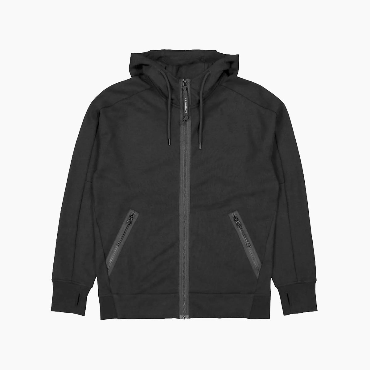 CP Company Hoodie Zippé Diagonal Raised Fleece Noir