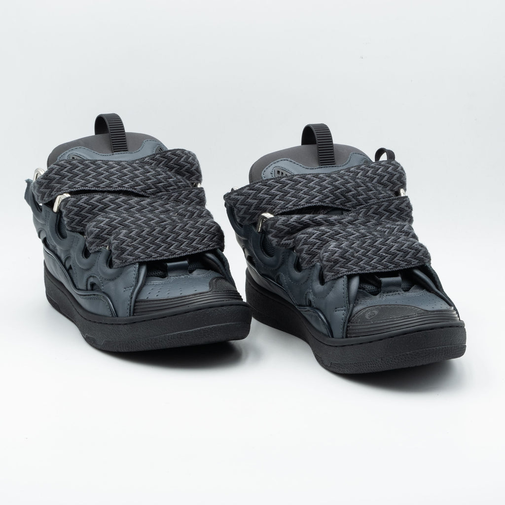 Lanvin Leather Curb Sneaker Dark Grey