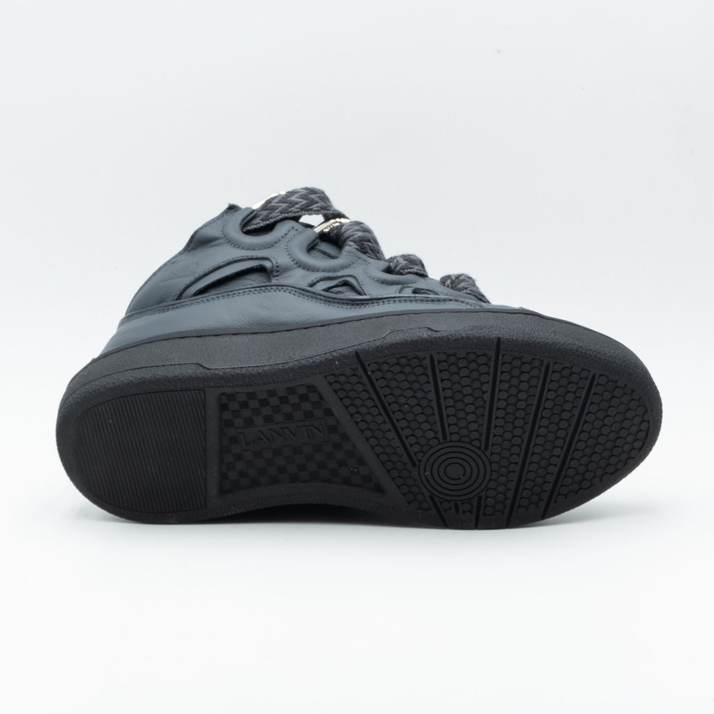 Lanvin Leather Curb Sneaker Dark Grey