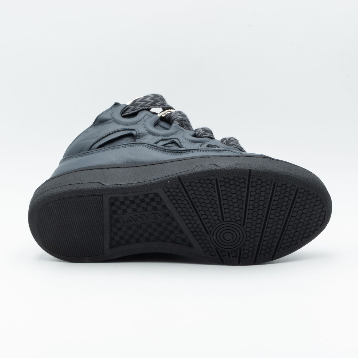Lanvin Leather Curb Sneaker Dark Grey