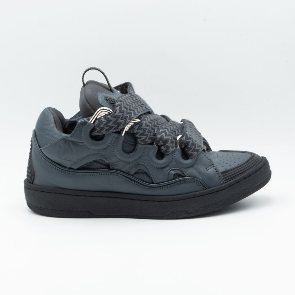 Lanvin Leather Curb Sneaker Dark Grey