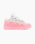 Leather Curb Sneaker White Pink