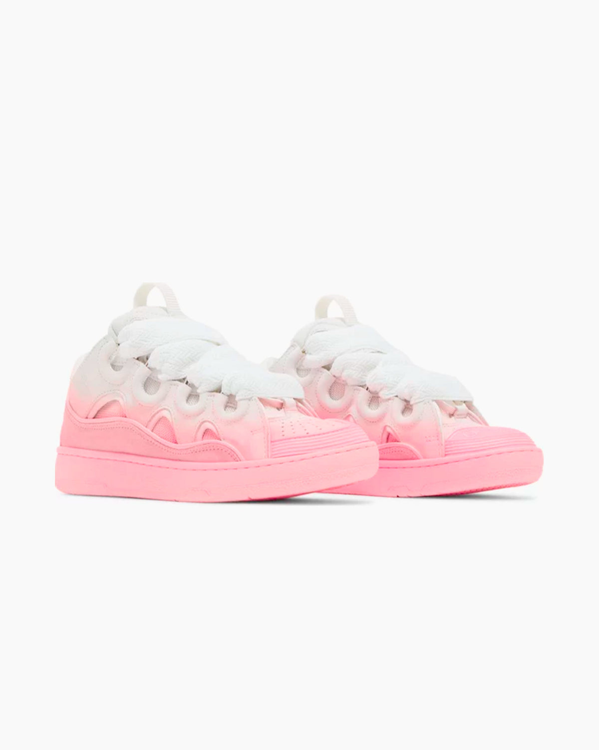 Leather Curb Sneaker White Pink