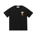 Ami Paris T-shirt Noir Patch Ami de Coeur Marron