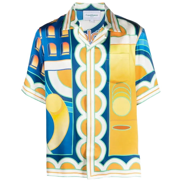 Casablanca Cuban Collar Short-Sleeve Shirt 'Paysage'