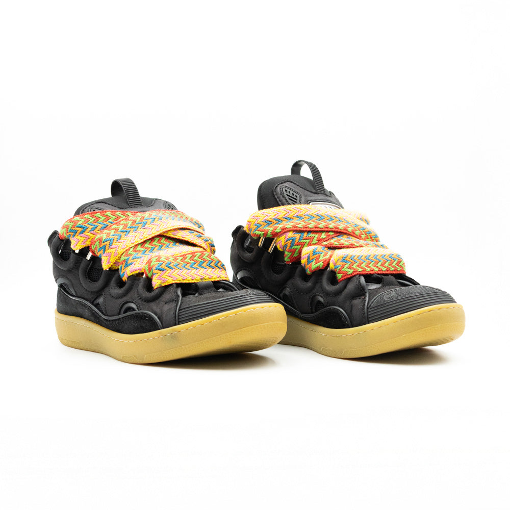 Lanvin Leather Curb Sneaker Black Gum Strap
