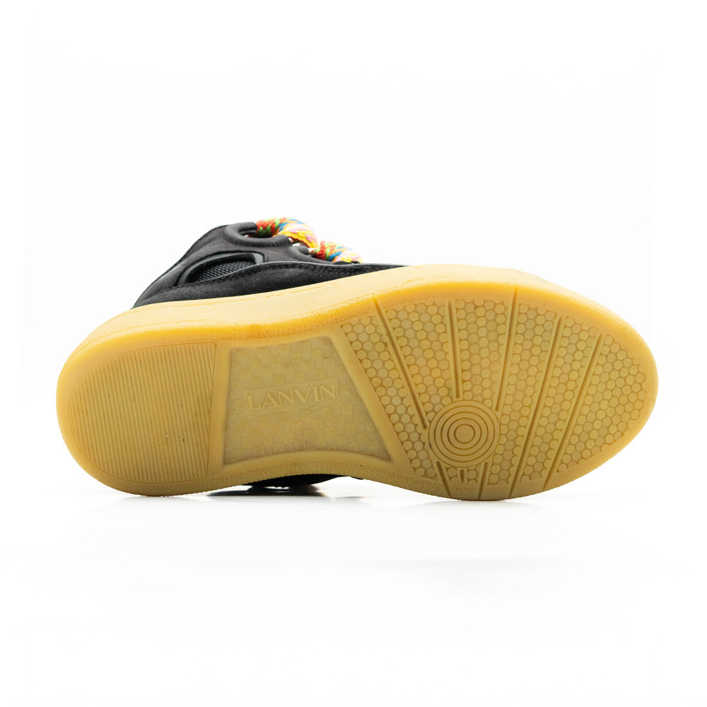 Lanvin Leather Curb Sneaker Black Gum Strap