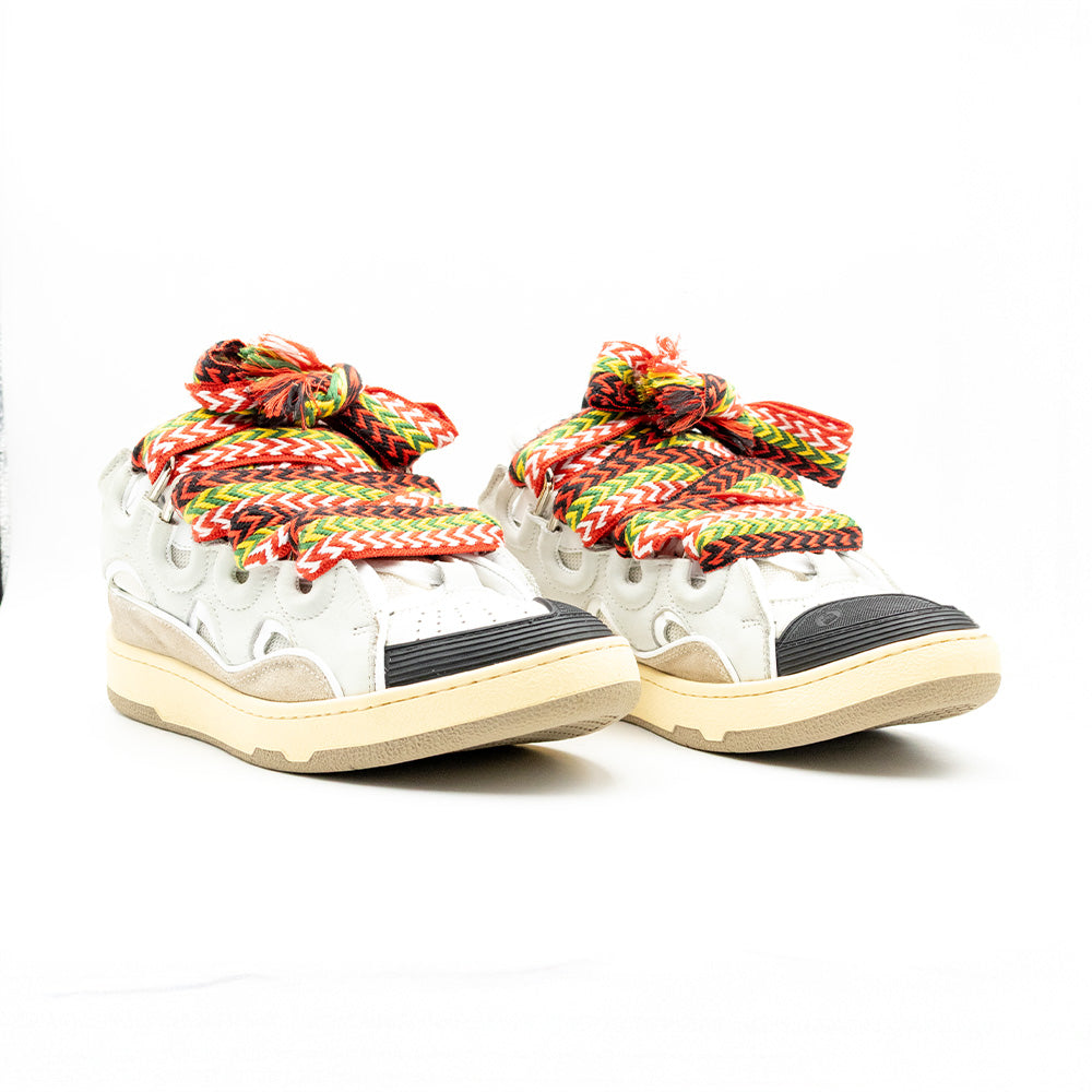 Lanvin Leather Curb Sneaker White Ivory