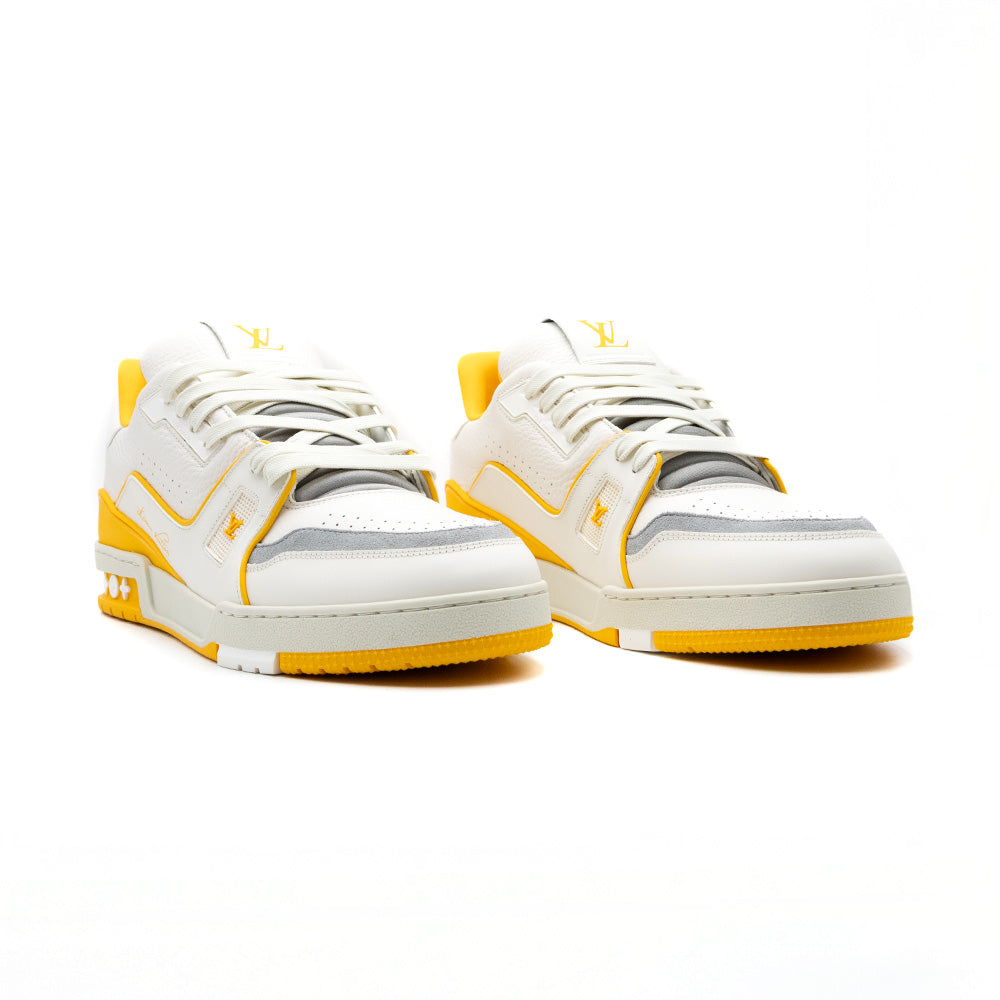 Louis Vuitton LV Trainer White Yellow Script
