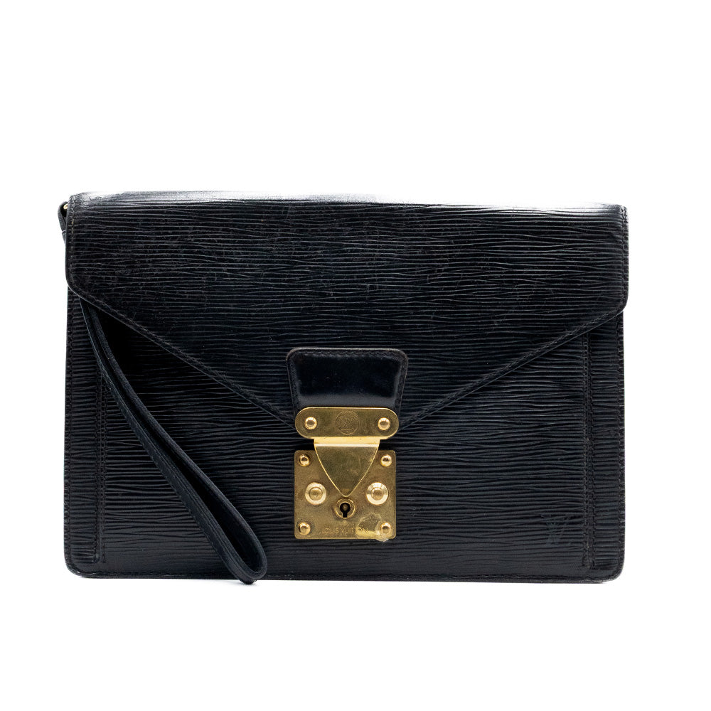 Louis Vuitton Sac Sellier Pochette avec Dragonne Cuir Epi Noir