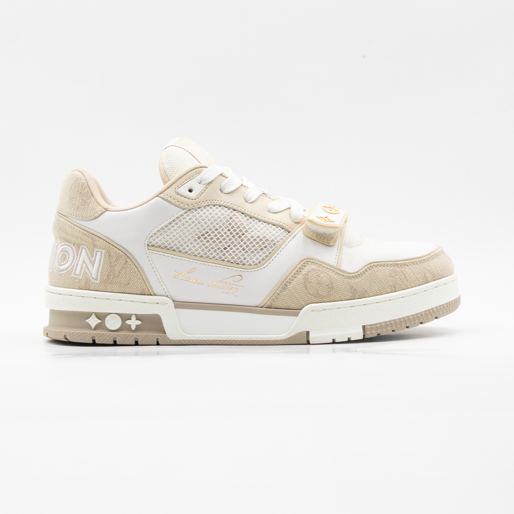 Louis Vuitton Trainer Velcro Beige White