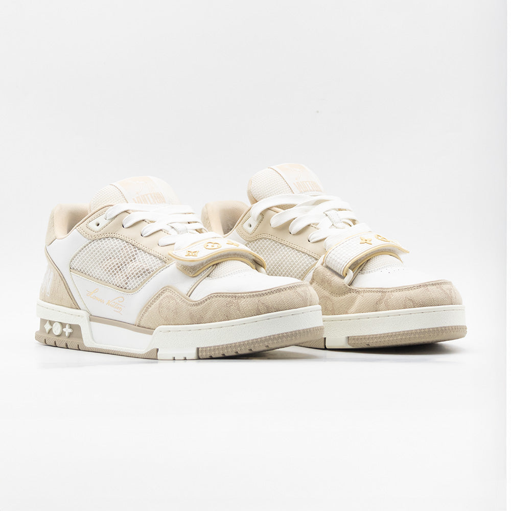 Louis Vuitton Trainer Velcro Beige White
