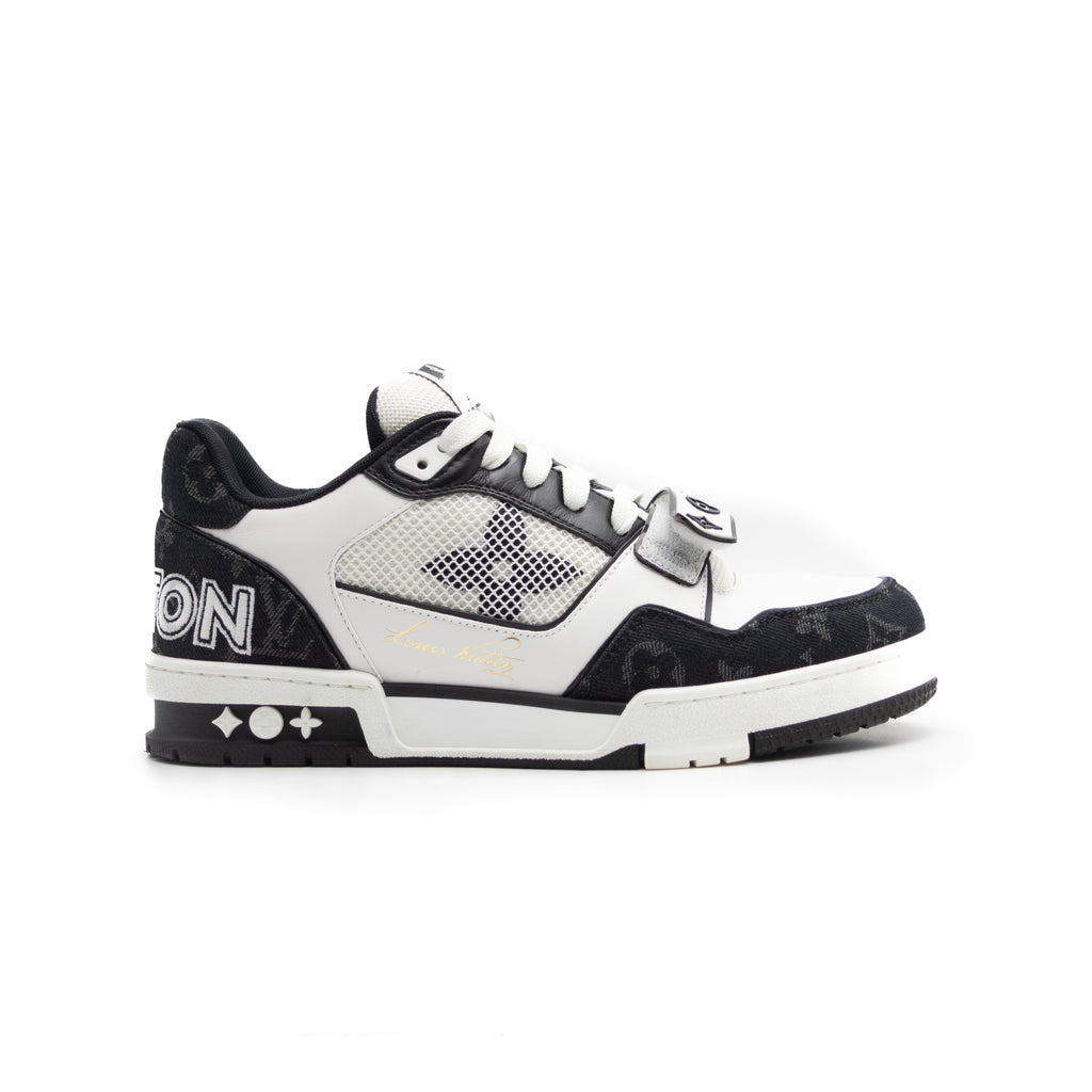 Louis Vuitton Trainer Velcro Strap Monogram Denim Black White
