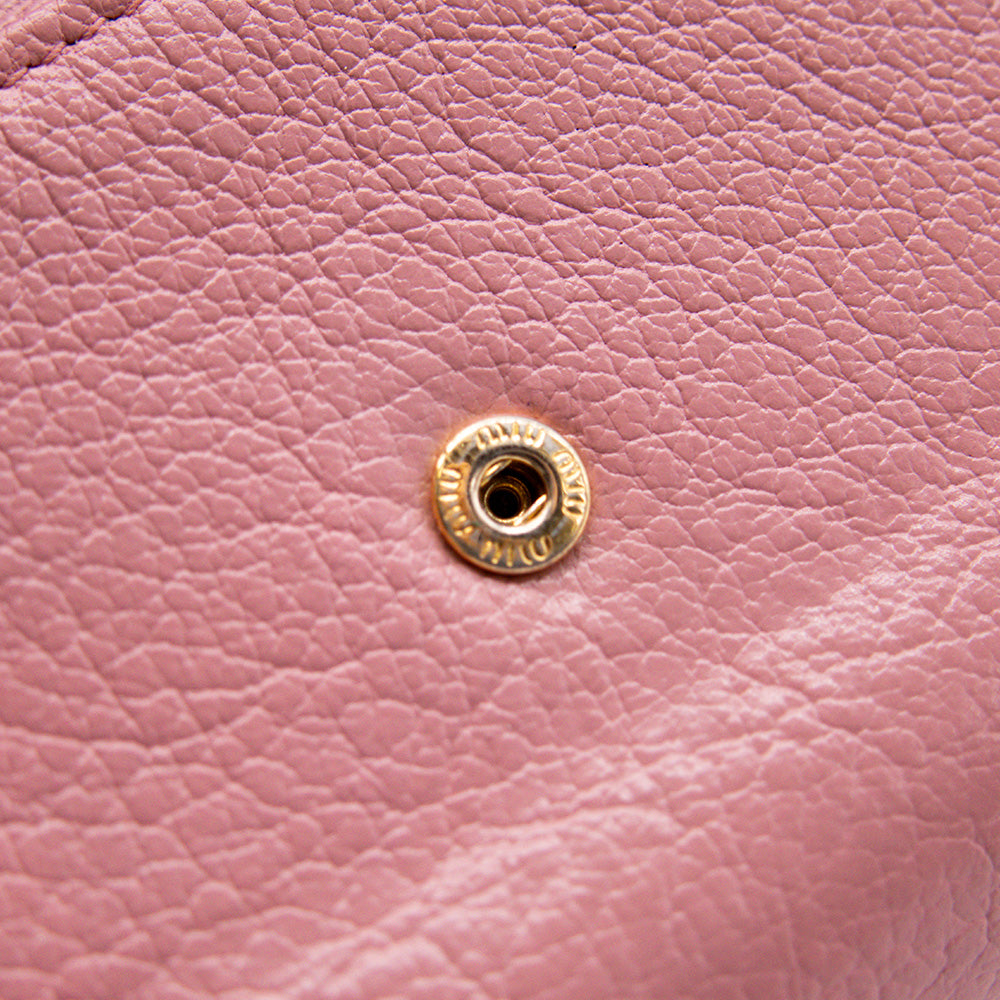 Miu Miu Portefeuille 3 volets Cuir Rose