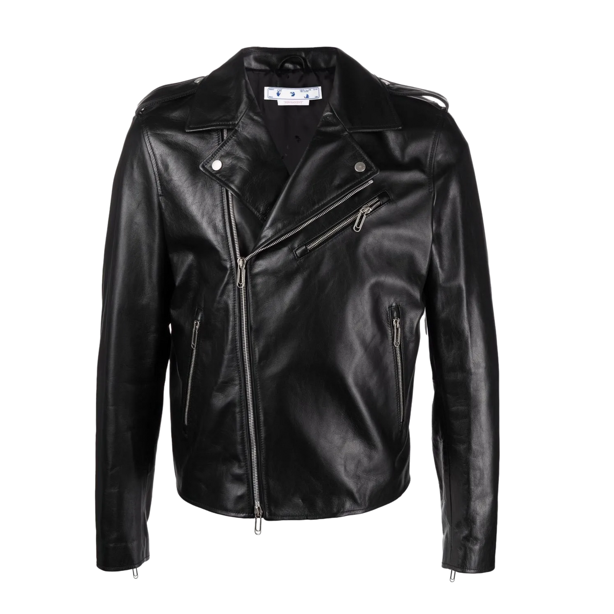 Off-White - Leather biker jacket Back Print
