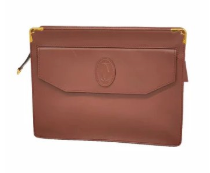 Pochette Cartier Must cuir bordeaux garnitures dorées