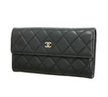 Portefeuille long Chanel Matelassé cuir agneau noir