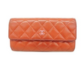 Portefeuille long Chanel Matelassé cuir d'agneau rouge
