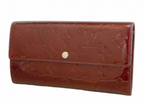 Portefeuille long Louis Vuitton Vernis Portefeuille Sarah rouge fauviste