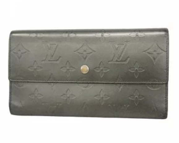 Portefeuille trois volets Louis Vuitton Monogram Mat Porte-Trésor International noir