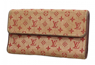 Portefeuille trois volets Louis Vuitton Monogram Mini Porte-Trésor International cerise