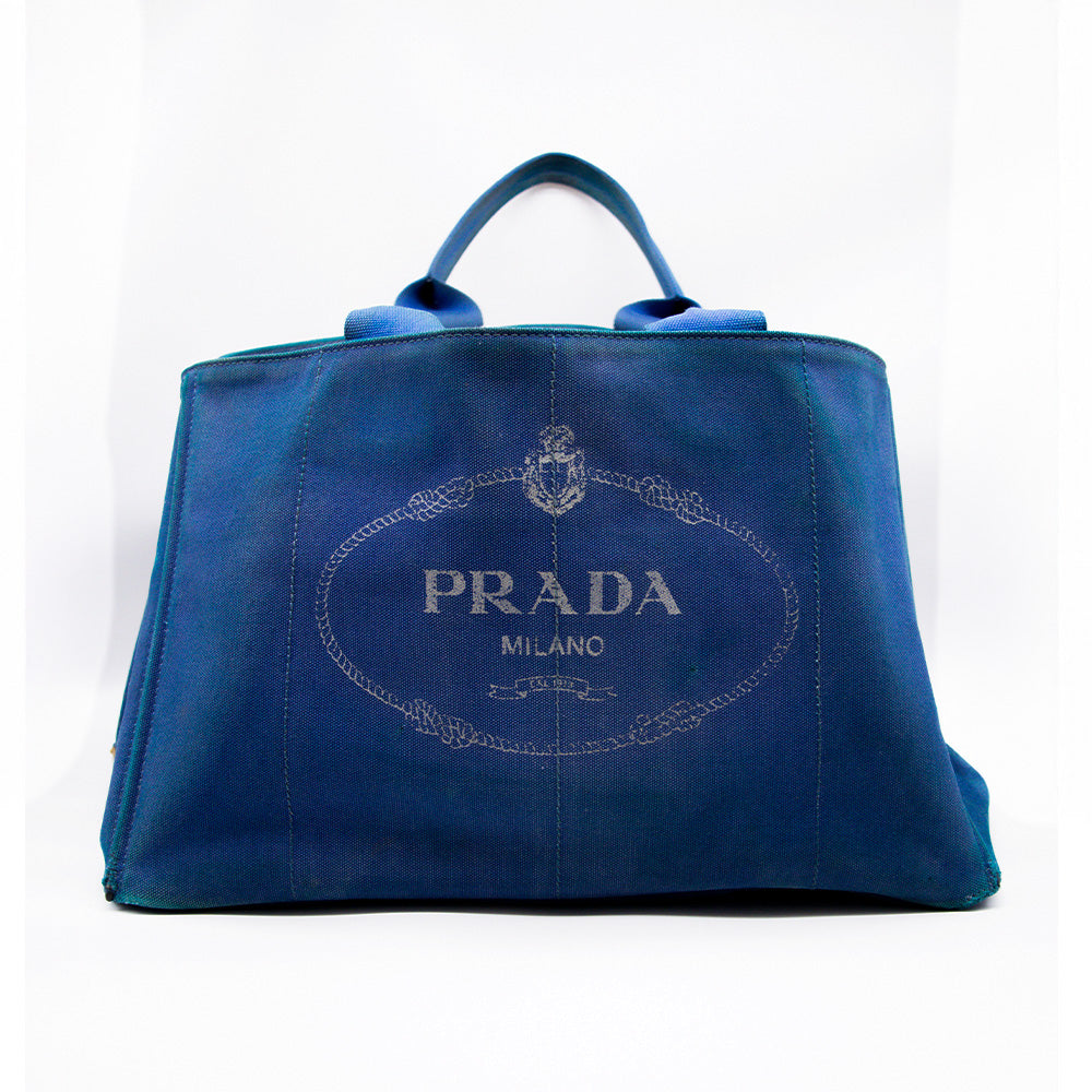 Prada Sac à main Canapa MM Bleu