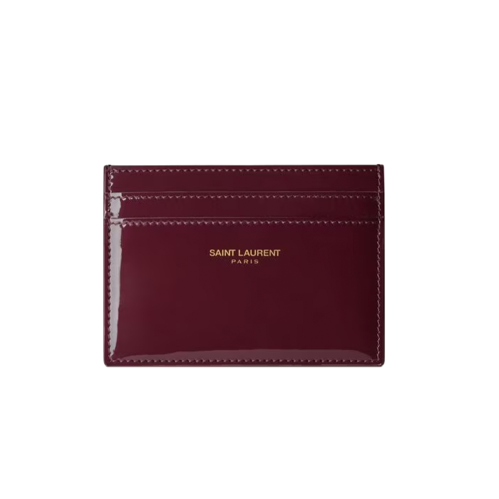 Saint Laurent Porte Carte Vernis Bordeaux